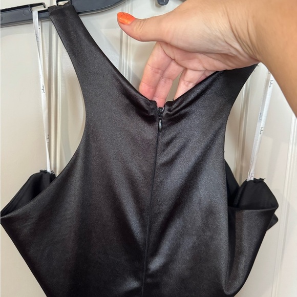 NEW w TAGS 🏷️ LULUS Elegant Black Satin Floor-Length Dress 🖤 (Size XL) - Picture 14 of 16